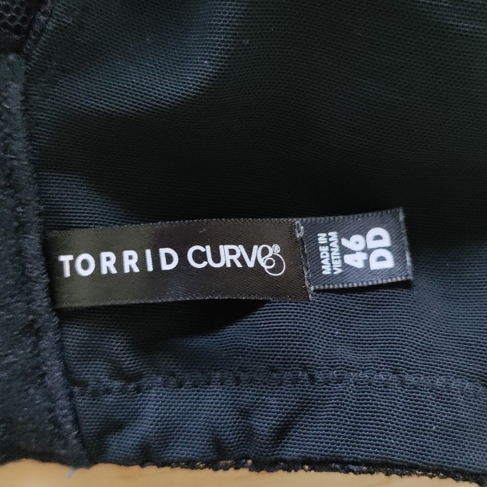Torrid Curve Black Floral Leopard Wire-Free Lightly Lined Bra 46DD Lace Back - Picture 5 of 7